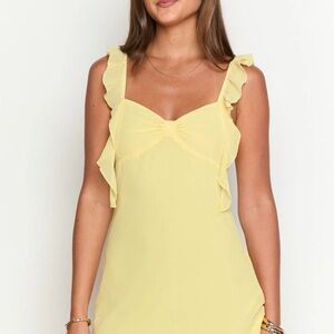 Beginning Boutique Joyce Yellow Chiffon Mini Dress NWT Size 2